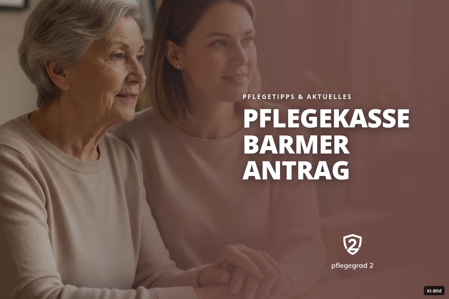Zwei Frauen sitzen an einem Tisch mit Dokumenten, halten Hände und blicken zur Seite.