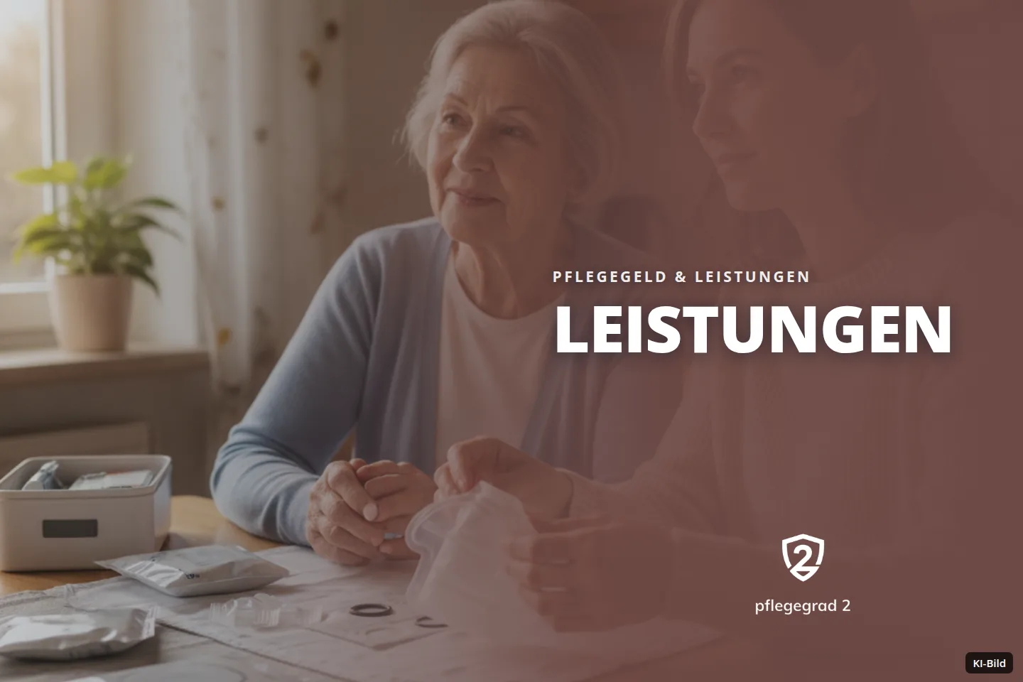 Zwei Frauen sitzen an einem Tisch in einer Küche und beschäftigen sich mit Utensilien.
