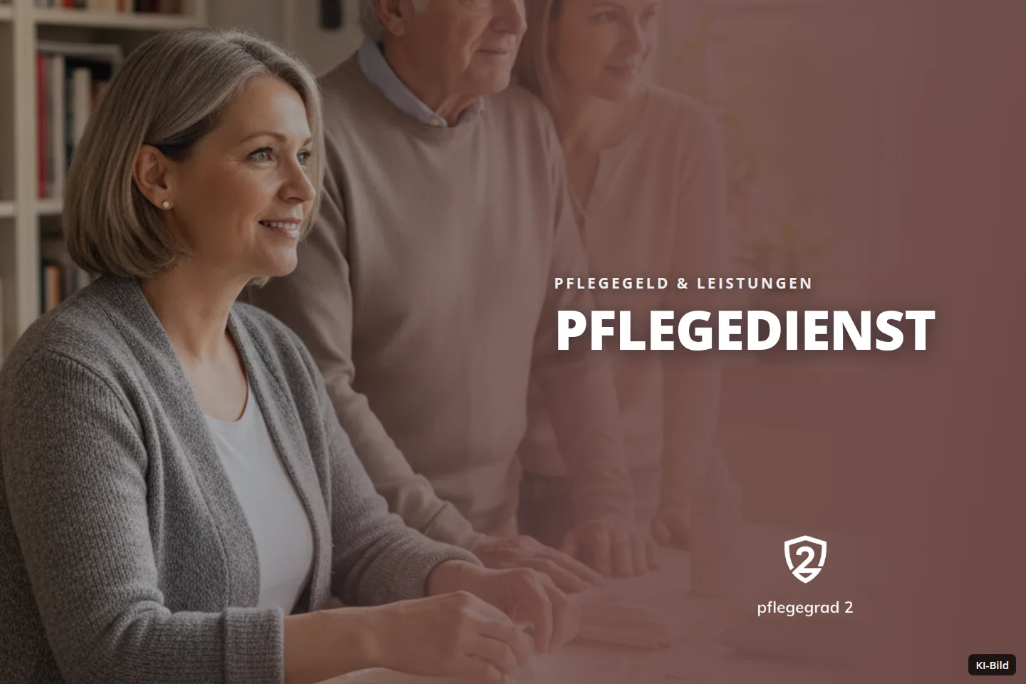 Eine Familie bereitet am Tisch Pflegeartikel vor und blickt dabei aus dem Fenster.