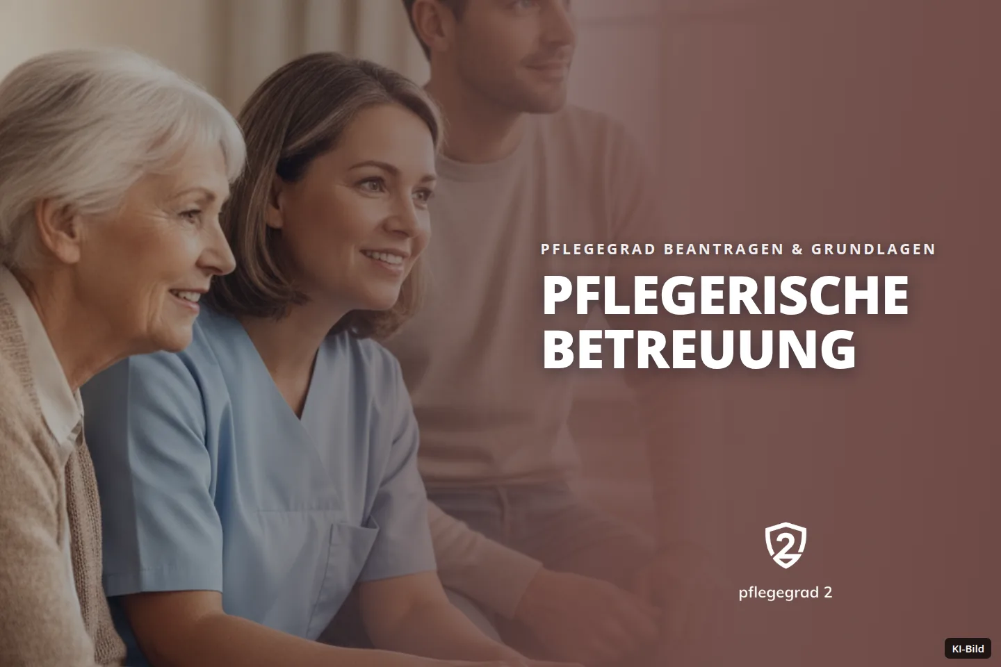 Eine ältere Frau, eine Pflegerin und ein Mann legen in einem Wohnraum ein Puzzle.