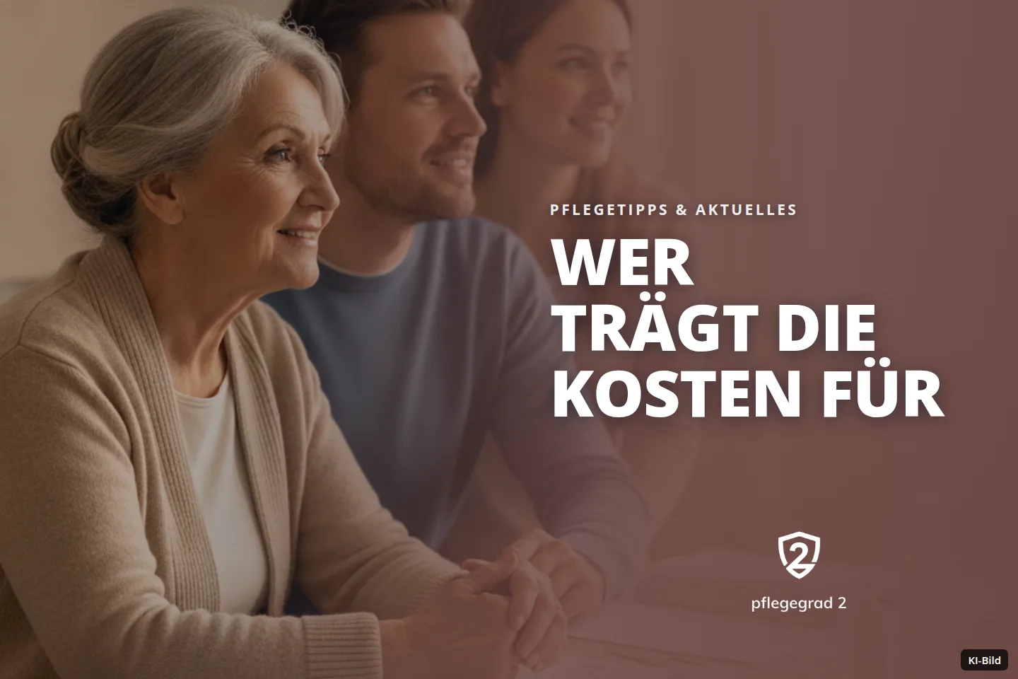 Eine Familie berät sich lächelnd an einem Tisch mit Dokumenten und medizinischen Utensilien.