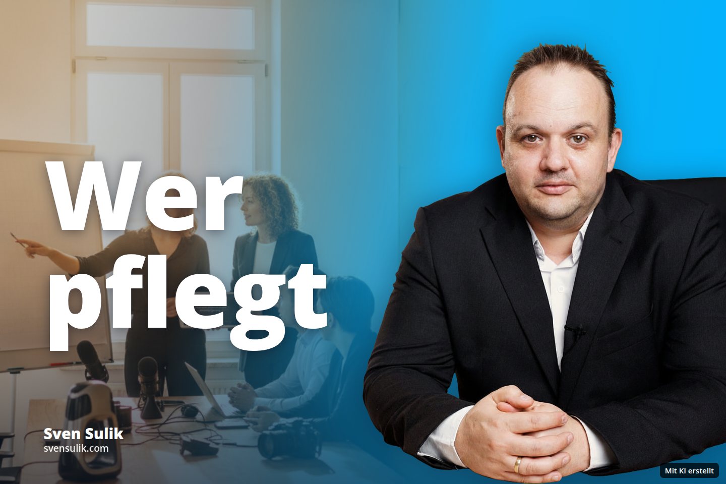 Fünf Personen präsentieren und nehmen in einem hellen Raum auf.