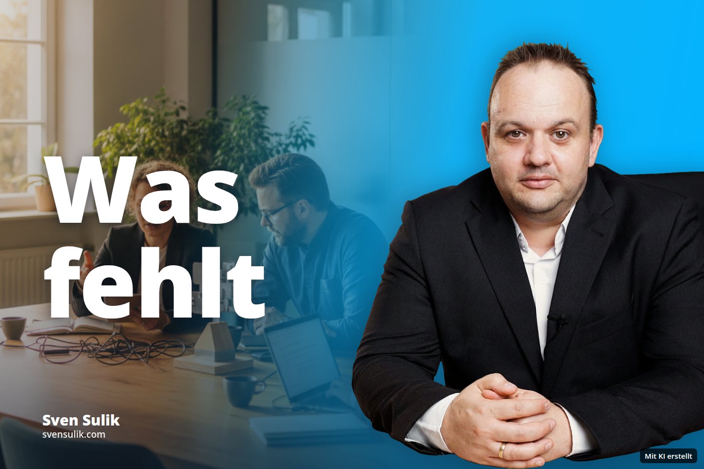 Kollegen arbeiten und diskutieren an einem Holztisch in einem hellen Büro.