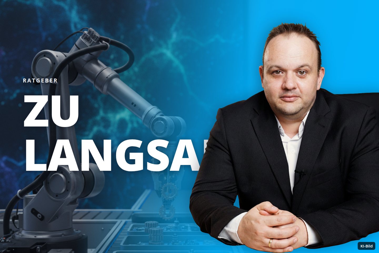 Ein Roboterarm setzt Zahnräder auf Platinen an einem Förderband in einer Fertigungsanlage.
