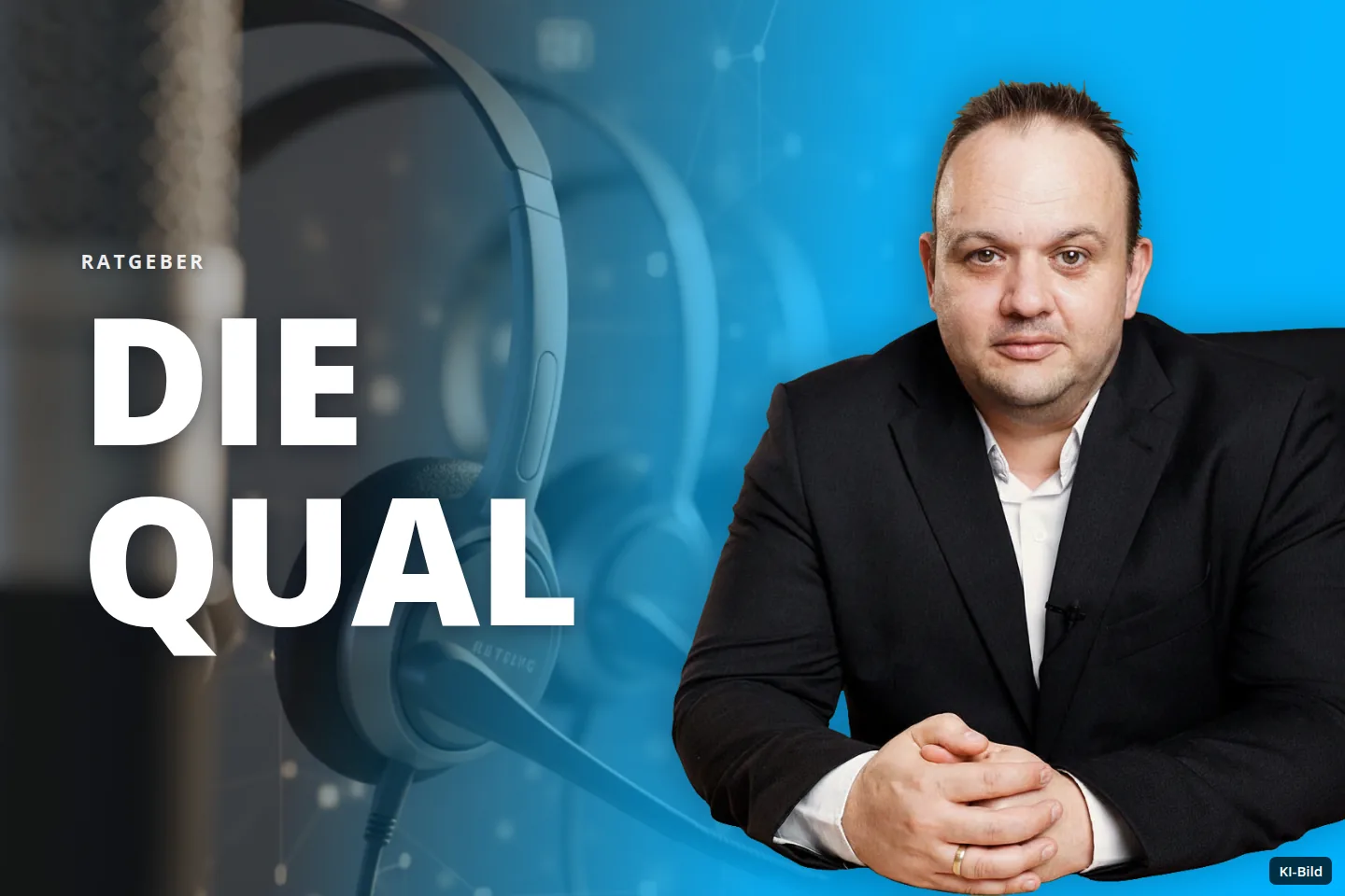 Reihe von Headsets und ein Mikrofon in einer vernetzten Arbeitsumgebung.