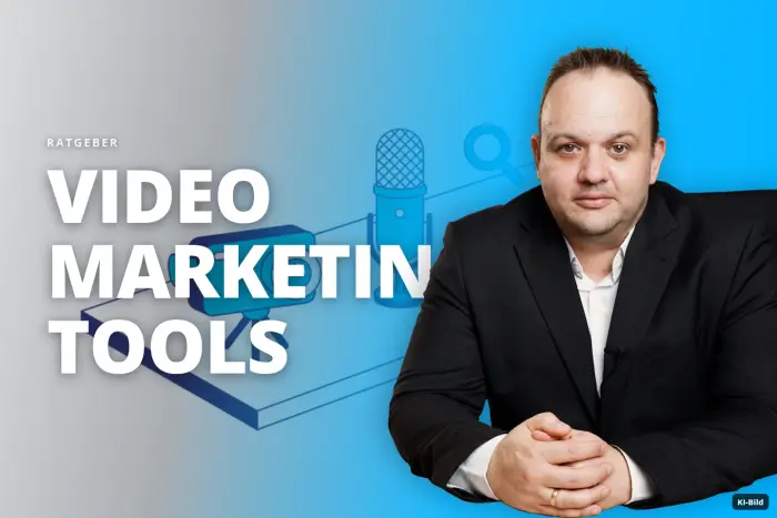 Werkzeuge für Video- und Audio-Produktion, Schnitt und Analyse auf einer weißen Fläche.